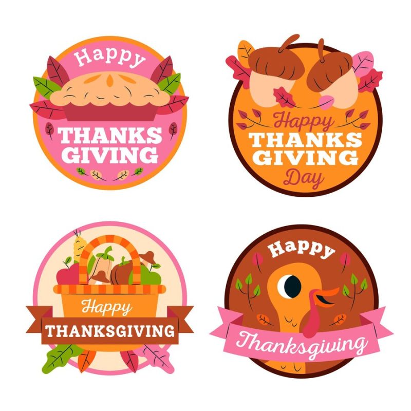 Collection of thanksgiving label in flat design Free Vector