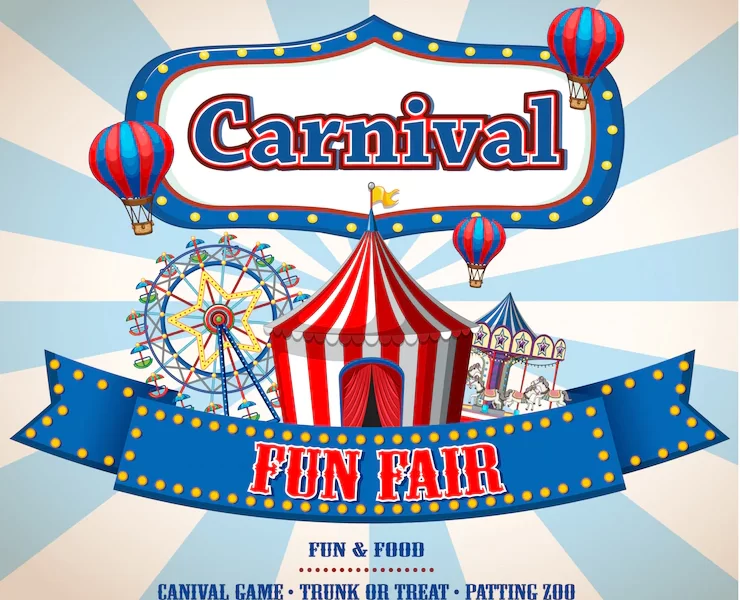 Colorful carnival funfair banner Free Vector