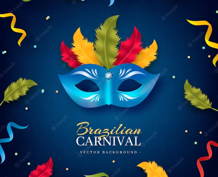 Colorful mask brazilian carnival background Free Vector