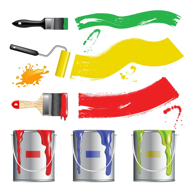 Coloured paint buckets design Free Vector
