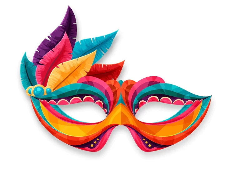 Colourful 2d venetian carnival mask isolated on white background Free Vector