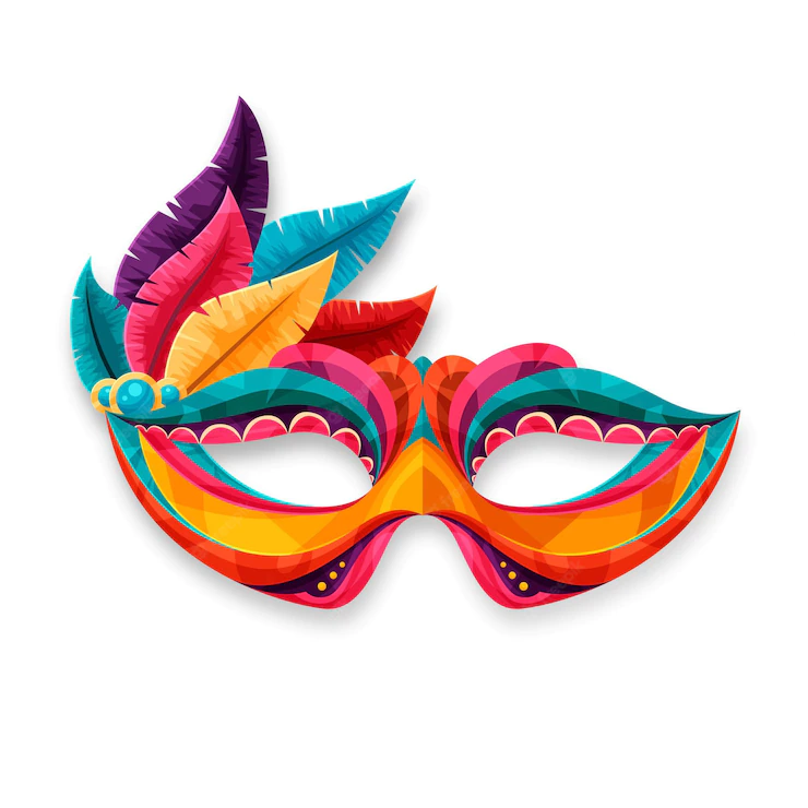 Colourful 2d Venetian Carnival Mask Isolated White Background 52683 53727