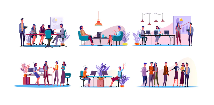 Corporate Discussion Illustration Set 74855 2462