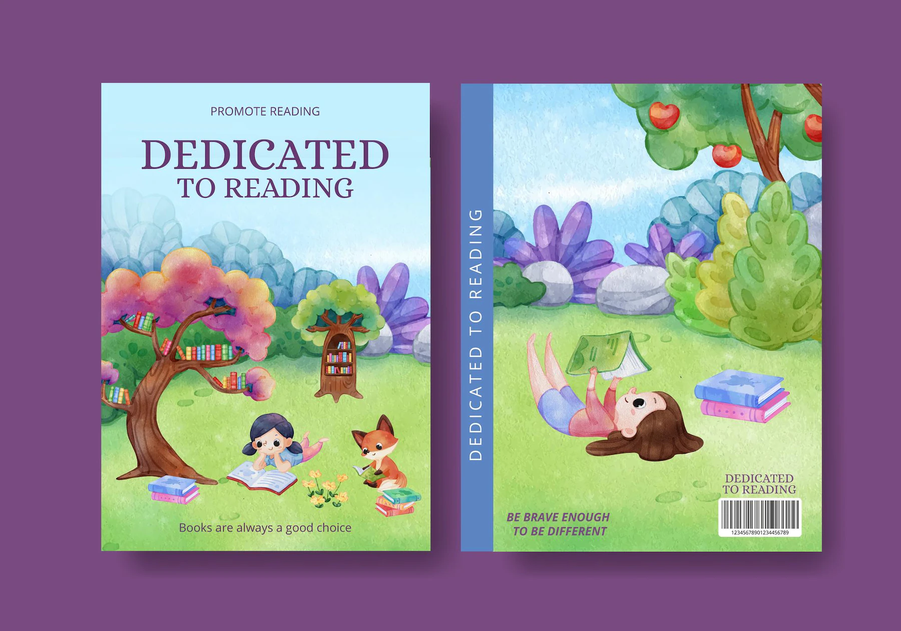 Cover Book Template With World Book Day Conceptwatercolor Stylexa 83728 8786