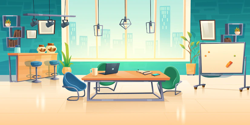 Coworking Space Interior Empty Office Business Center With Computer Desks 107791 3948