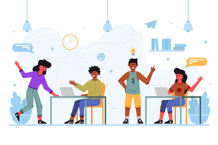 Coworking Team Indoors Cartoon Characters 23 2148830848