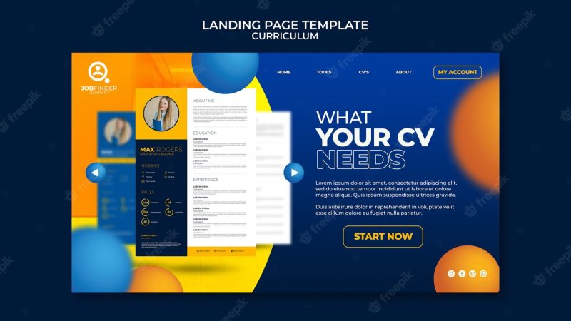 Create perfect curriculum landing page Free Psd