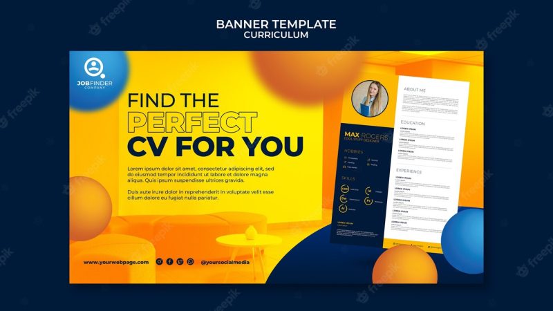 Create perfect resume banner template Free Psd