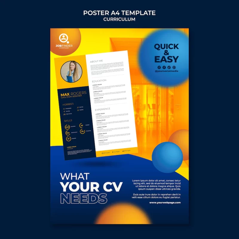 Create perfect resume flyer template Free Psd