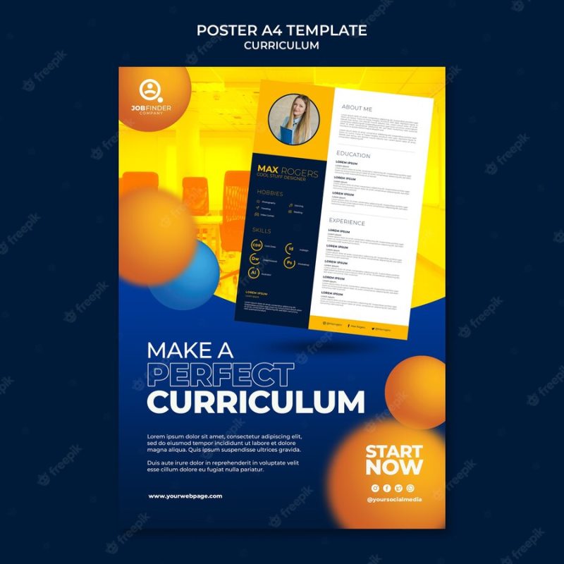 Create perfect curriculum poster template Free Psd