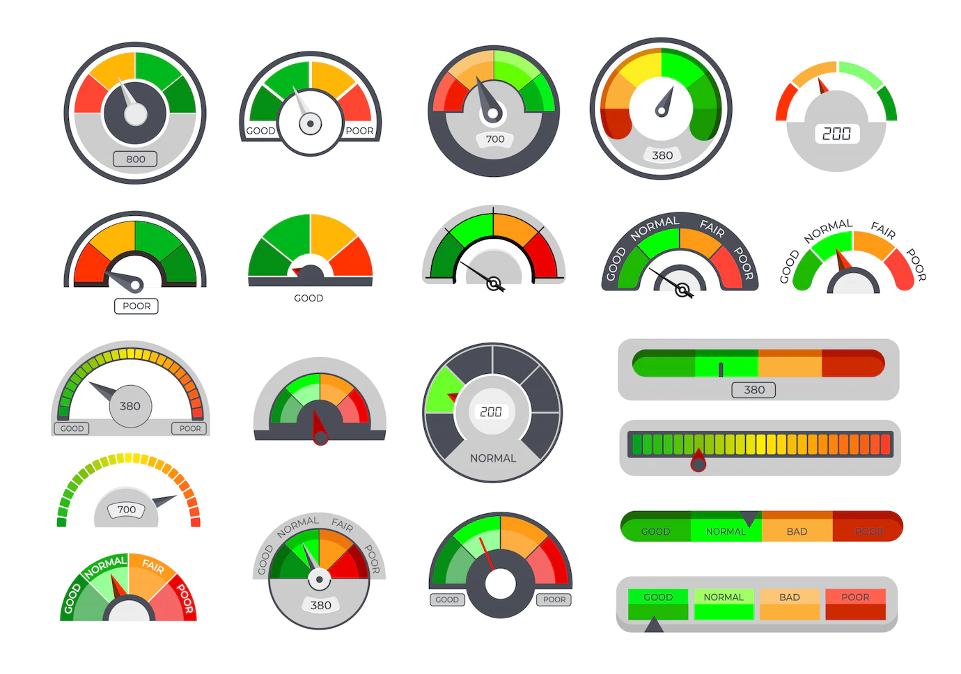 Credit limit gauges icons Free Vector