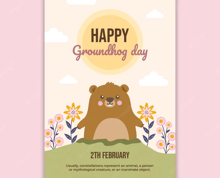 Cute groundhog day poster Free Vector