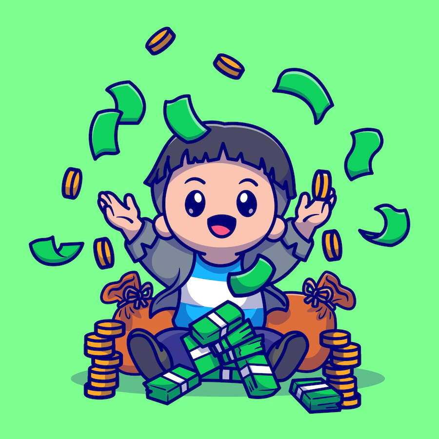 Cute Rich Boy With Money Cartoon Vector Icon Illustration People Finance Icon Concept Isolated Premium Vector Flat Cartoon Style 138676 3856