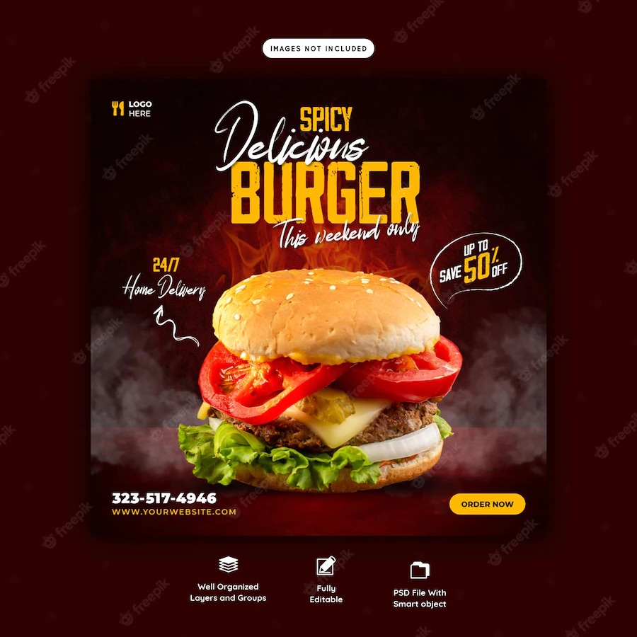 Delicious Burger Food Menu Social Media Banner Template 120329 1720