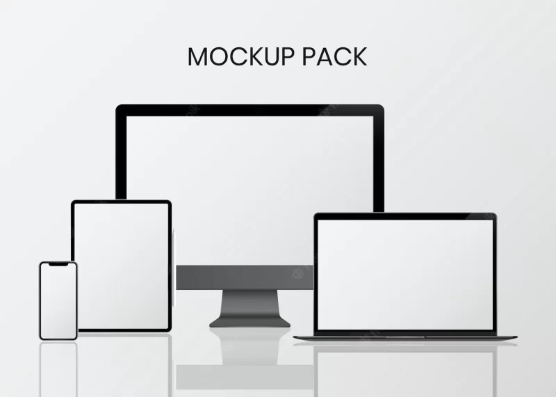 Digital device mockup set Free Vector