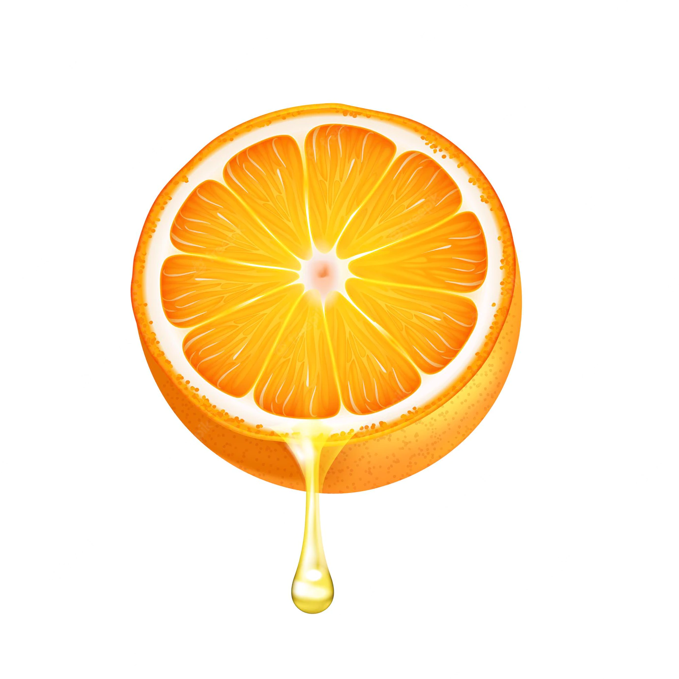 Drop Juice Dripping From Orange Half White Background Realistic Vector Illustration 1284 66762