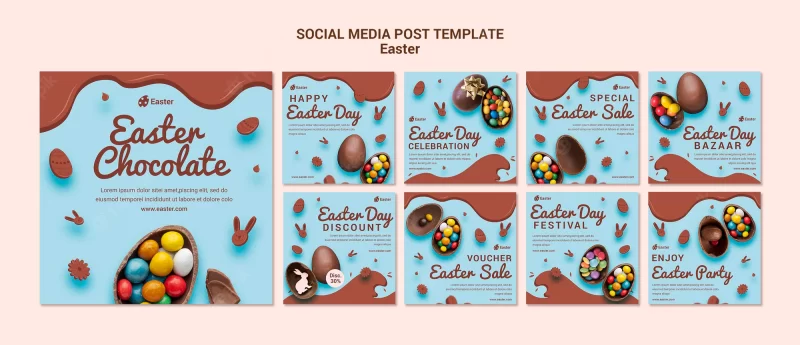 Easter day sale social media post Premium Psd flyer template