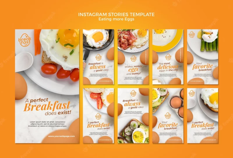 Eating more eggs Instagram and Facebook stories Premium Psd flyer