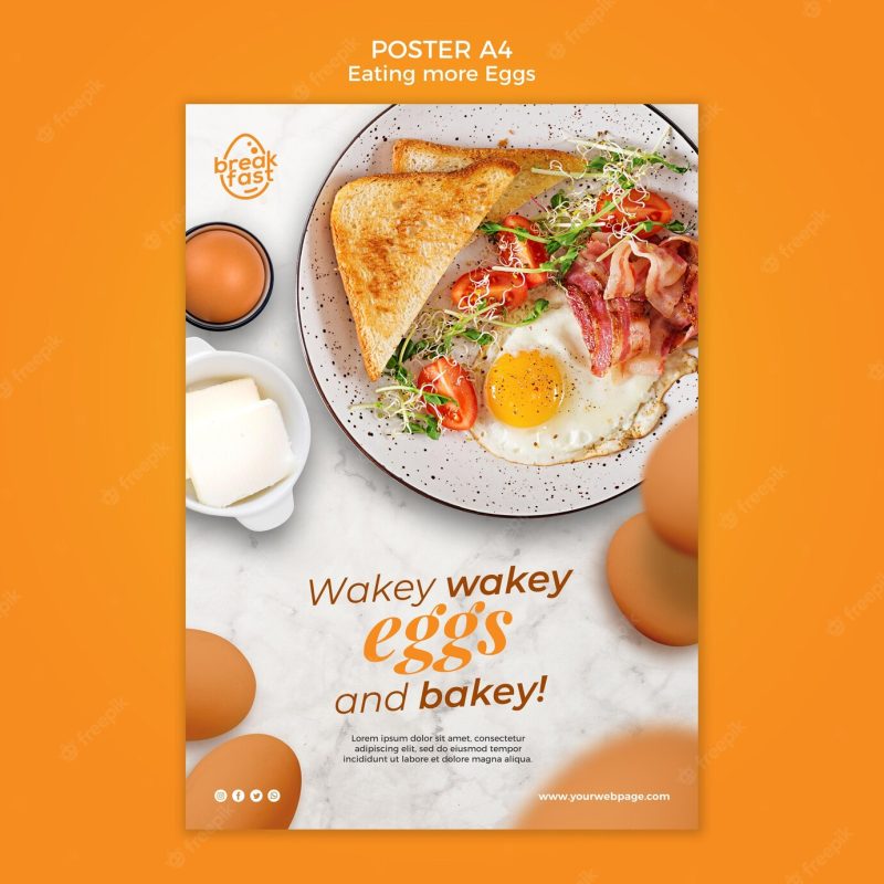 Eggs and bakey poster template Free Psd flyer download