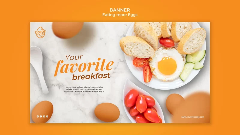 Eggs and cherry tomatoes banner template Free Psd flyer download