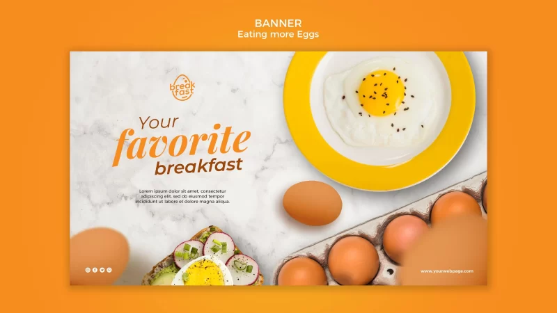 Eggs favorite breakfast banner template Free Psd flyer download