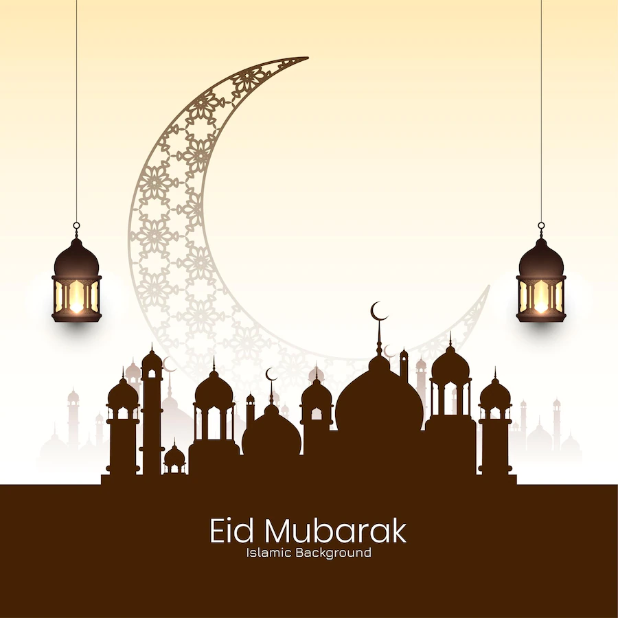 Eid Mubarak Festival Mosque Background With Crescent Moon 1055 10250