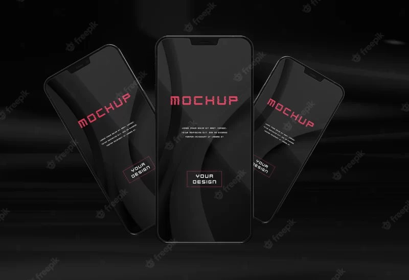 Elegant glossy dark smartphone mock-up design Free Psd