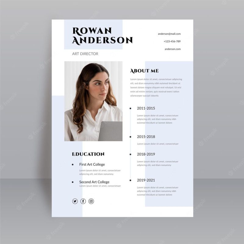 Elegant resume template with photo Free Vector