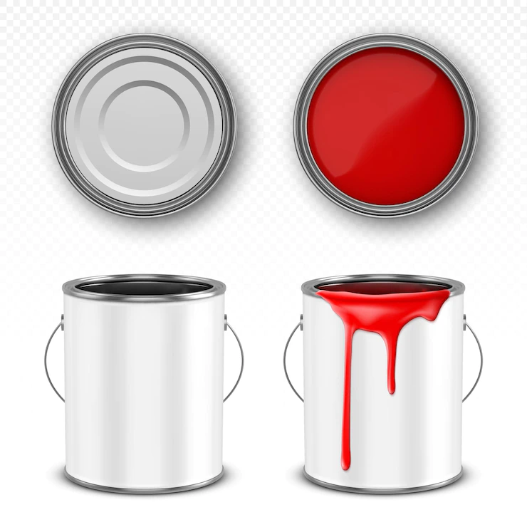 Empty and full paint metal buckets Free Vector