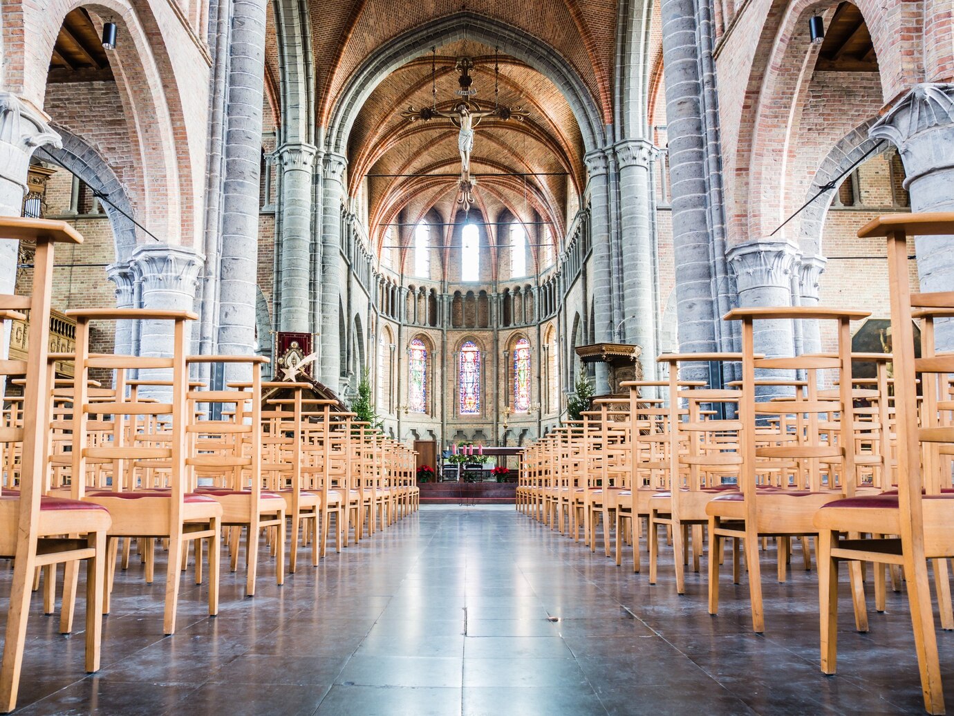 Empty Our Lady S Church 13th Century Lissewege Belgium 181624 50436