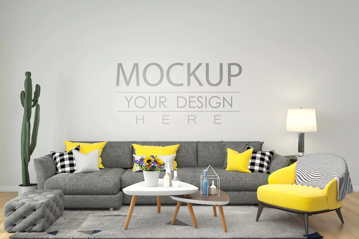 Empty Wall Interior Furniture 3d Psd Mockup 1150 40363