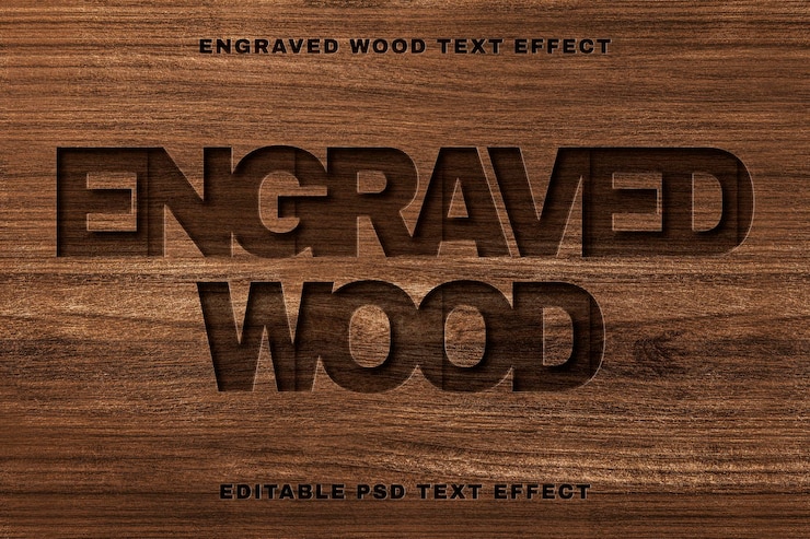 Engraved Wood Text Effect Psd Editable Template 53876 115823