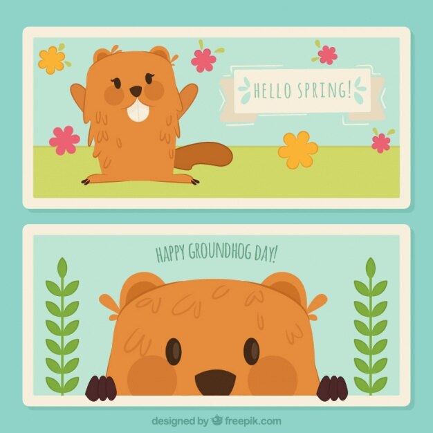 Fantastic Banners With Cute Groundhog 23 2147597358