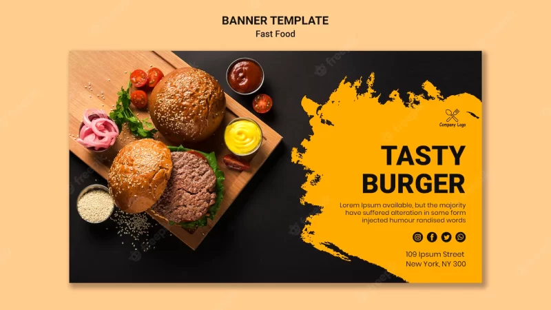 Food Menu Promotion Web Banner Vector, 54% OFF