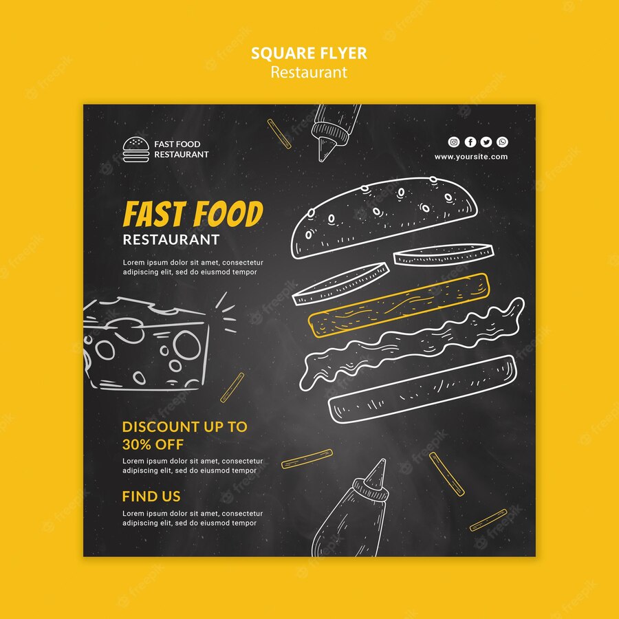 Fast Food Restaurant Squared Flyer 23 2148907291