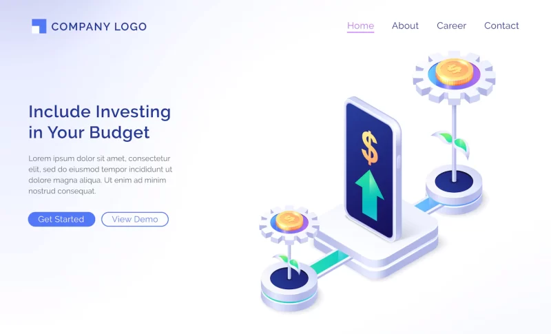 Financial budget planning isometric landing page Free Vector