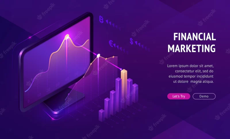 Financial marketing isometric landing page banner Free Vector