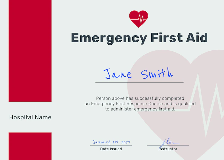 First Aid Certificate Template Psd Red White 53876 123366