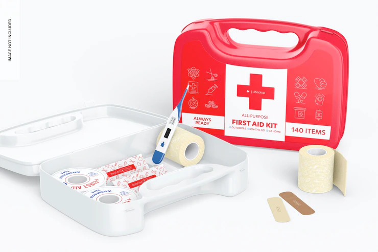 First aid kit scenes mockup, opened and closed Free Psd
