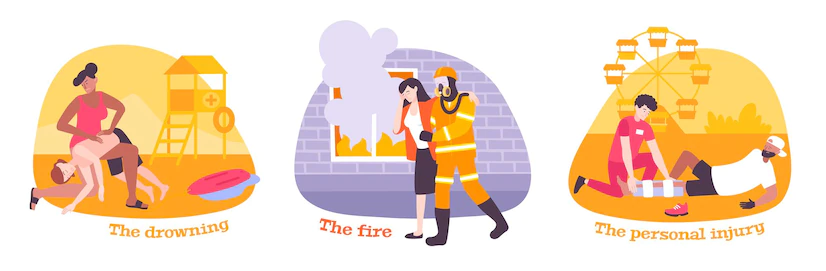 First Aid Set With Flat Compositions People Saving Others Lives Disasters Illustration 1284 58013