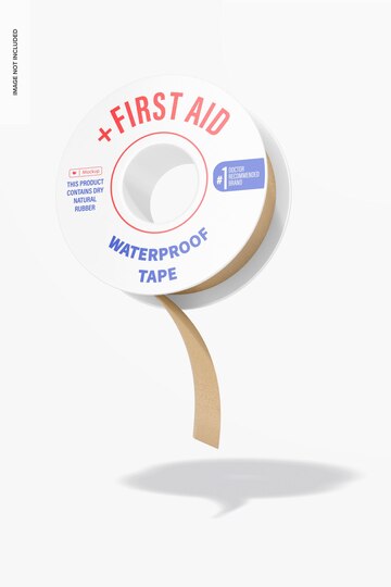 First aid waterproof tape mockup, falling Free Psd