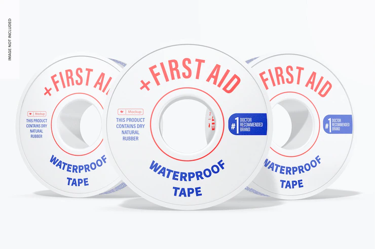 First aid waterproof tapes mockup, front view Free Psd