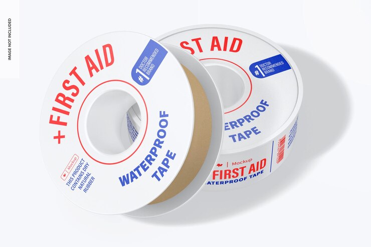 First aid waterproof tapes mockup, perspective Free Psd