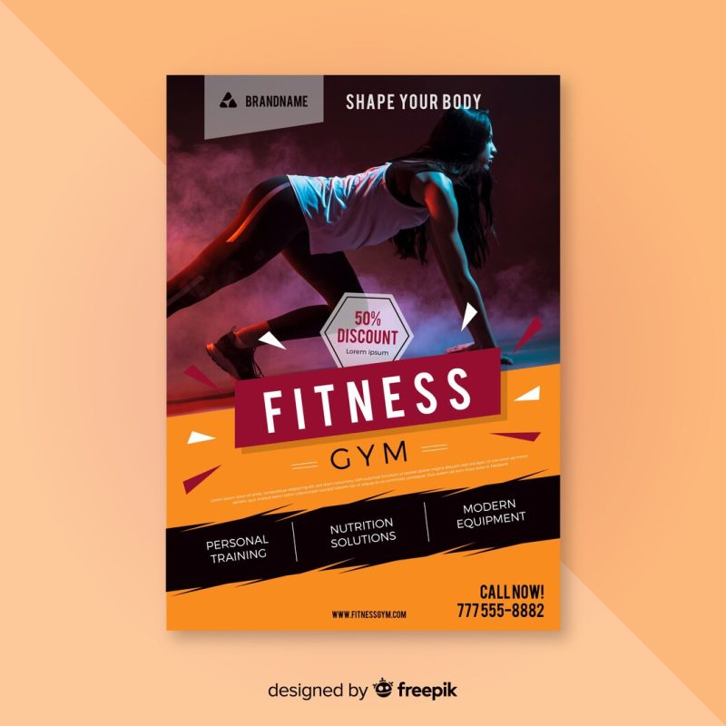 Fitness flyer template Free Vector