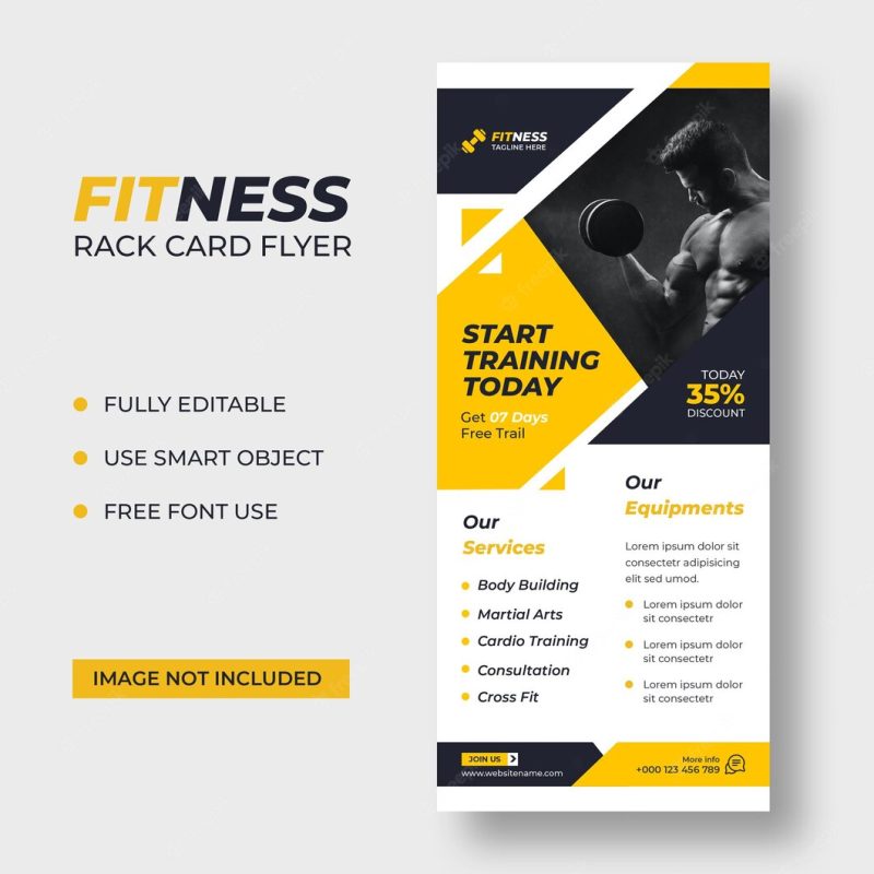 Fitness rack card dl flyer template Free Psd