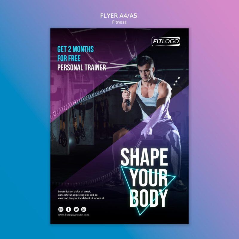 Fitness trainer template flyer Free Psd