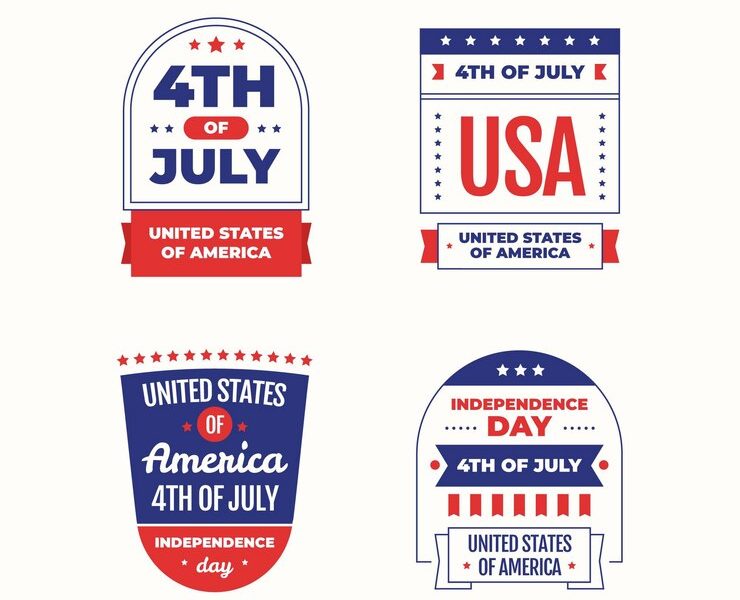 Flat 4th of july – independence day badgde collection Free Vector