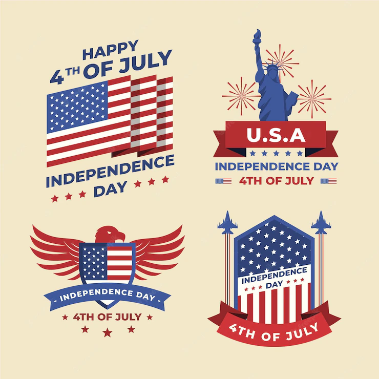 Flat 4th July Independence Day Badge Collection 52683 63302