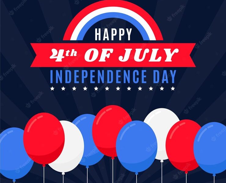 Flat 4th of july – independence day balloons background Free Vector