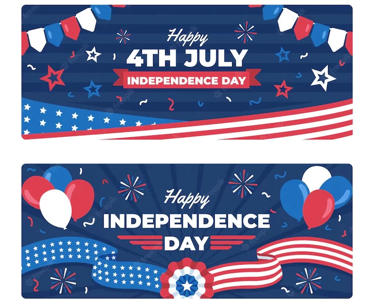 Flat 4th of july – independence day banners set Free Vector